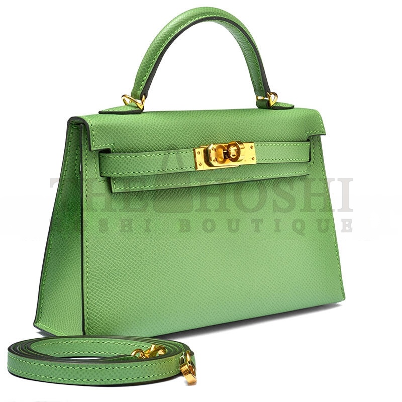 H**me5 VERT CRIQUET EPSOM MINI KELLY II GOLD HARDWARE (19*12*5.5cm) Master Quality